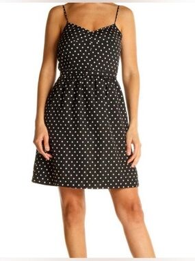 J.Crew Black White Polka Dot Cami Mini Dress Size 00 Pockets